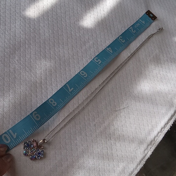 20" Sterling, Crystal Butterfly 🦋 Pendant Necklace -Dainty,Sparkly,Stately - Picture 6 of 6